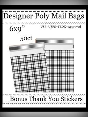 50ct  6x9’ Polymailer Bags~BONUS 50ct Free Stickers~New~ Quality Designer